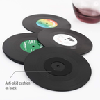 Vinyl coasters on coffee table