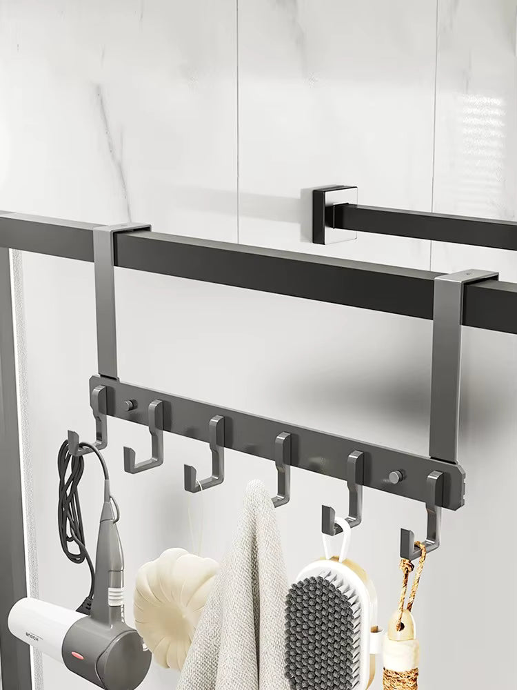 Over door hooks in use