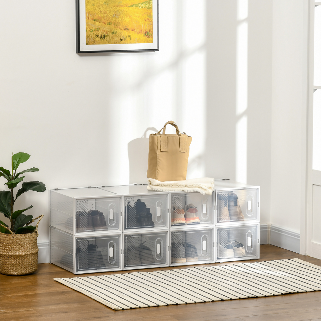 Shoe storage boxes stacked