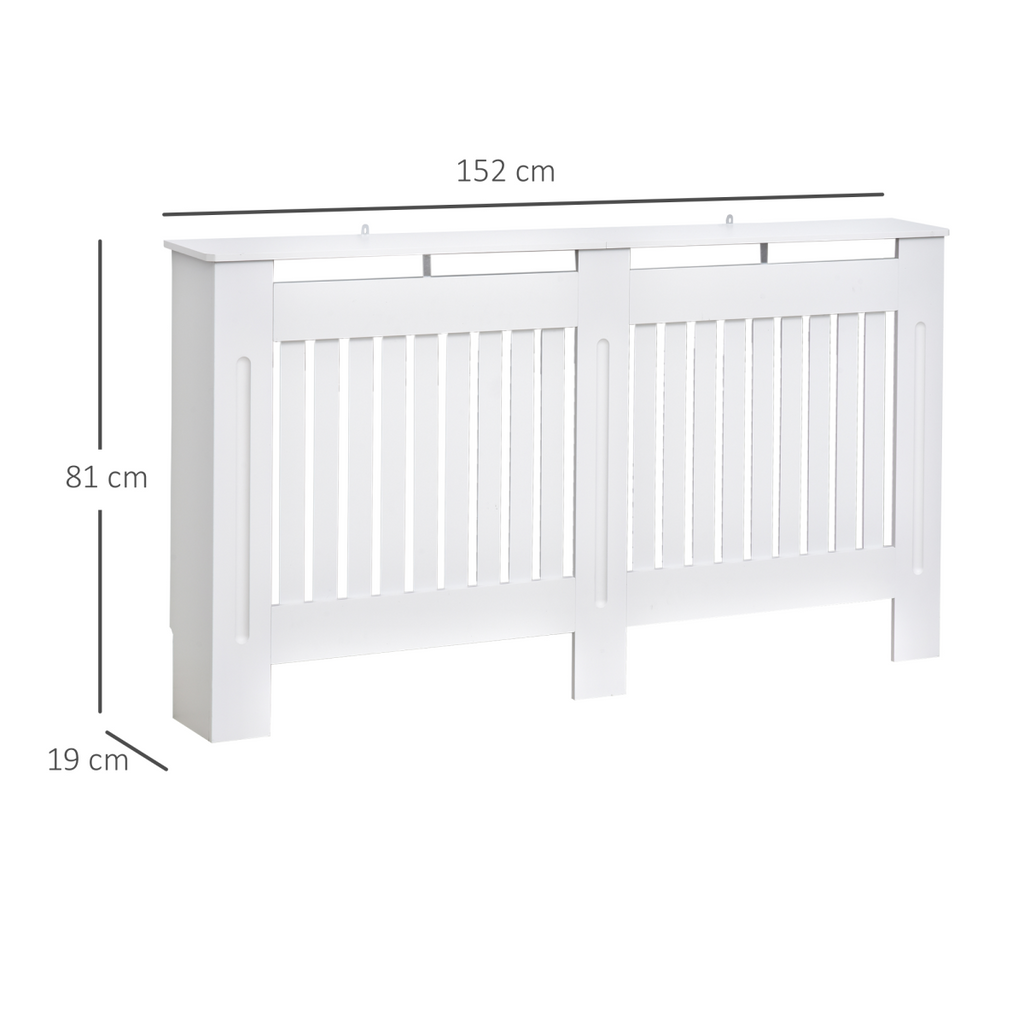 HOMCOM Radiator Cover Painted Slatted MDF Cabinet Lined Grill 152x19x81cm