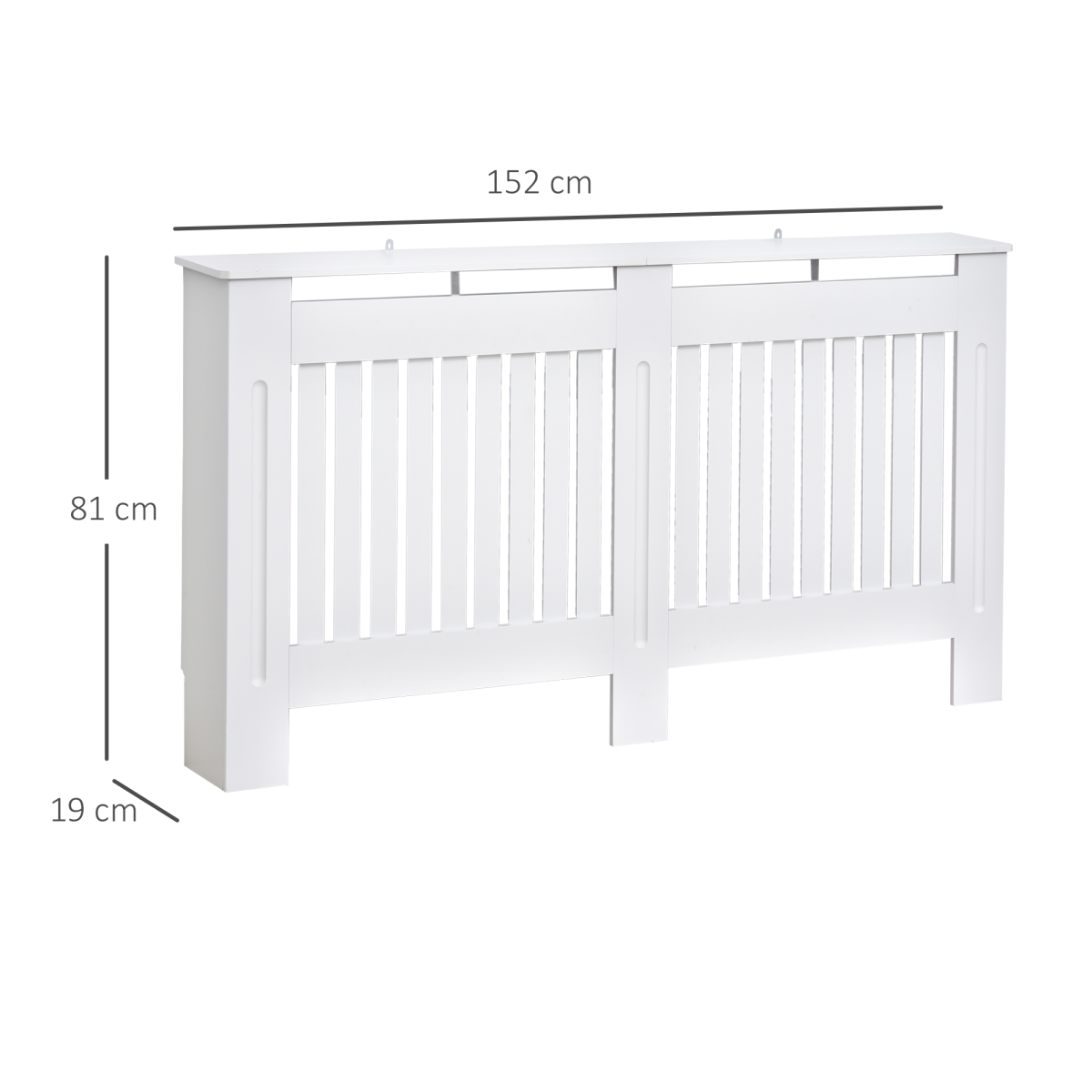HOMCOM Radiator Cover Painted Slatted MDF Cabinet Lined Grill 152x19x81cm