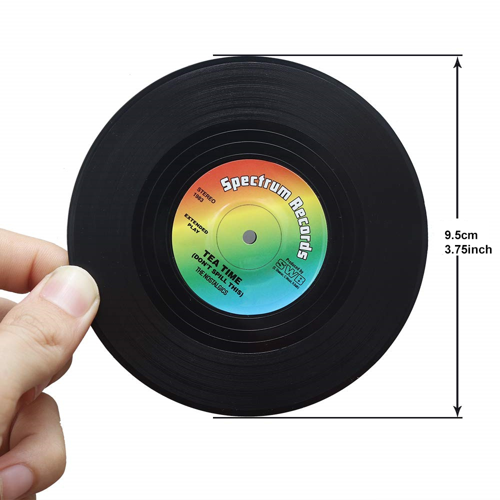 Retro Vinyl Record Coaster Set – 6 Piece Coffee Table Decor