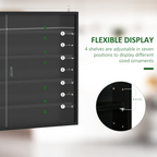 5-Tier Wall Display Shelf Unit Cabinet w/ Shelves Glass Doors Black