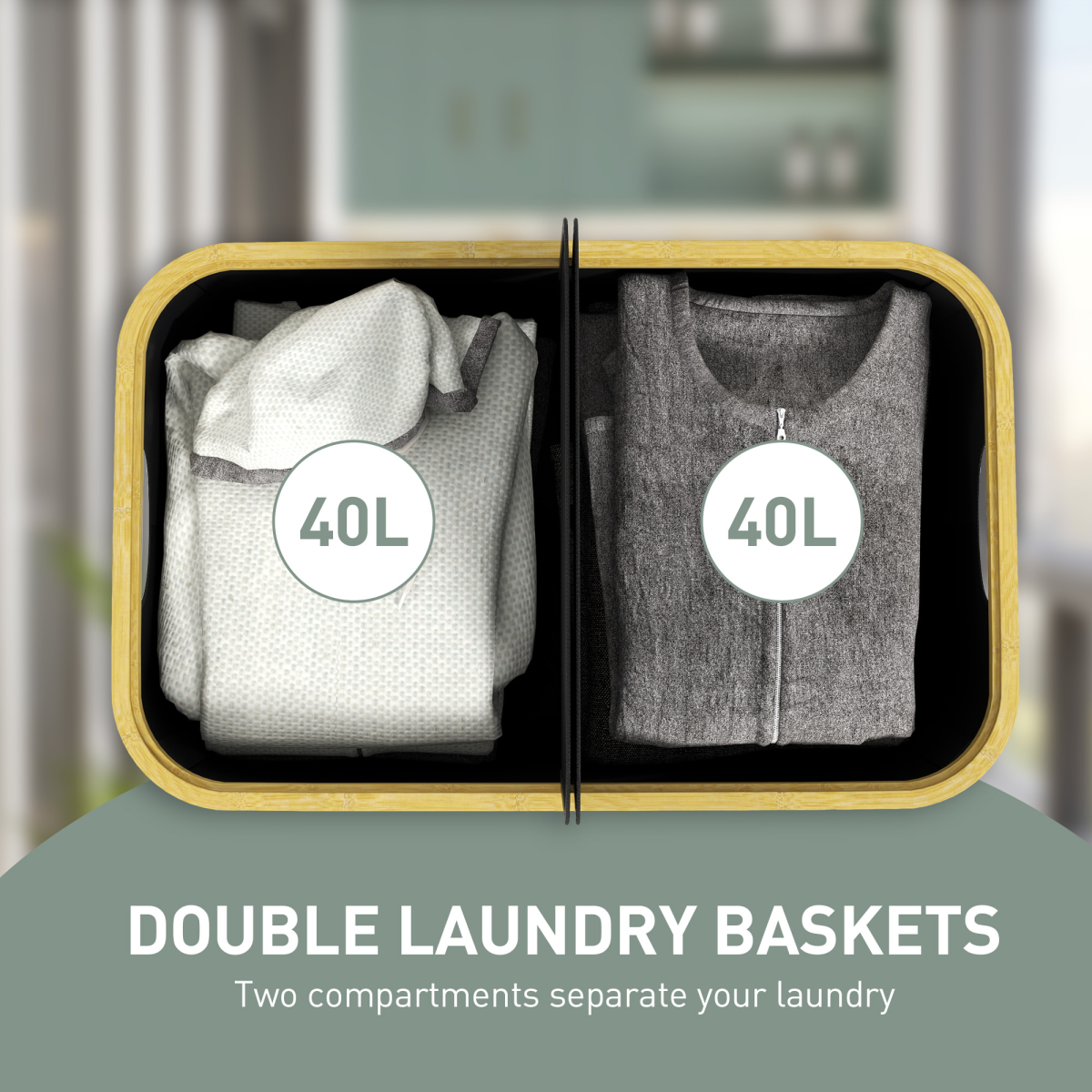 HOMCOM 80L Collapsible Laundry Hamper