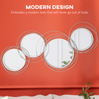 Metal Wall Art Decorative Mirror – Modern Wall Sculpture, Silver