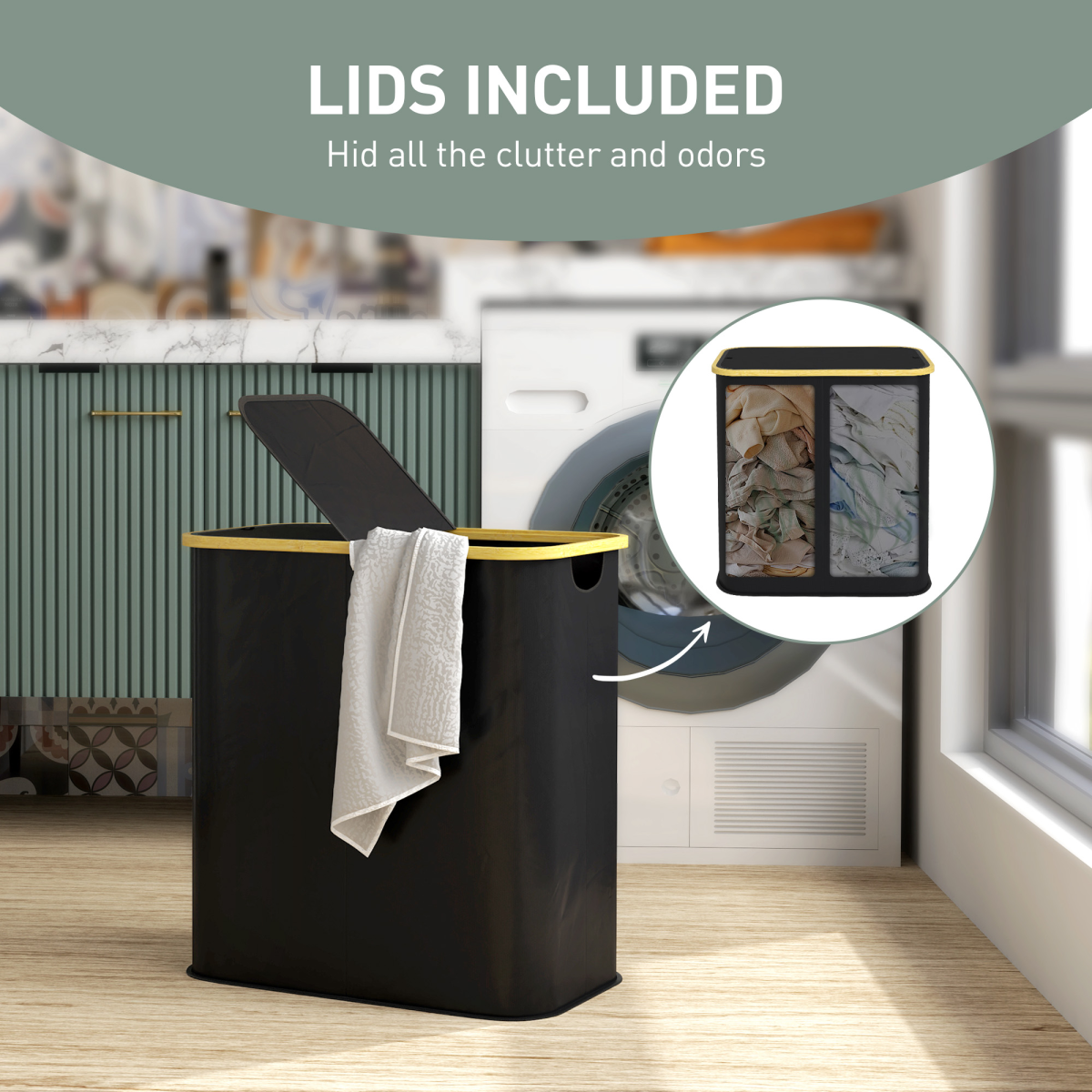 HOMCOM 80L Collapsible Laundry Hamper