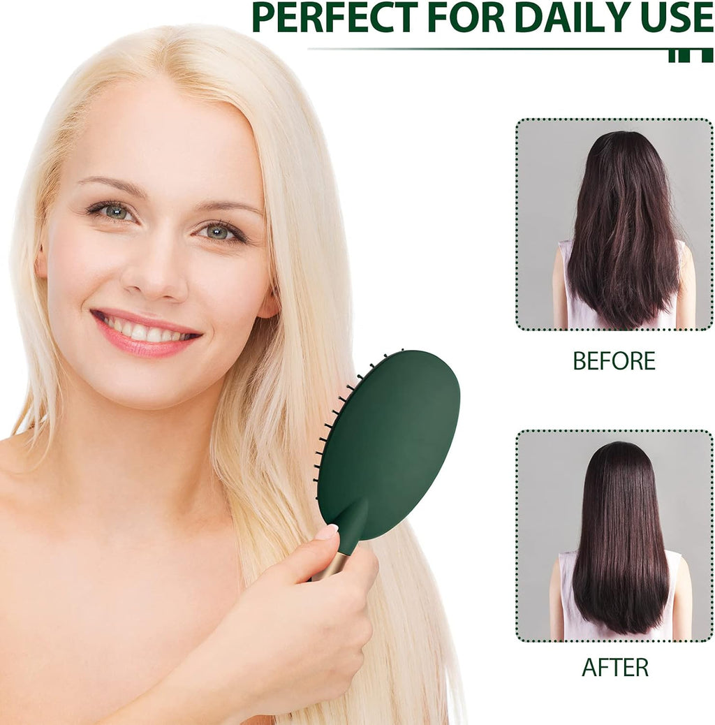 HairBrush Set Anti Static Massage Oval Comb Round Hair Brush Vent Hair Brush Detangling Brush Paddle Brush for Women Men Green
