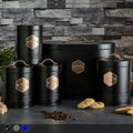 5 Piece Kitchen Canister Set matte black and copper