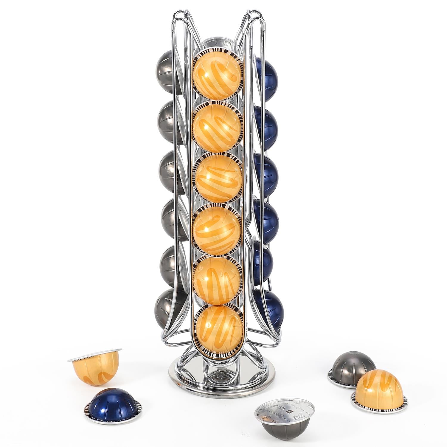 Vinsani Chrome 24 Coffee Pod Stand holding capsules