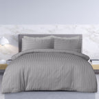 Sateen Stripe Grey Duvet Set