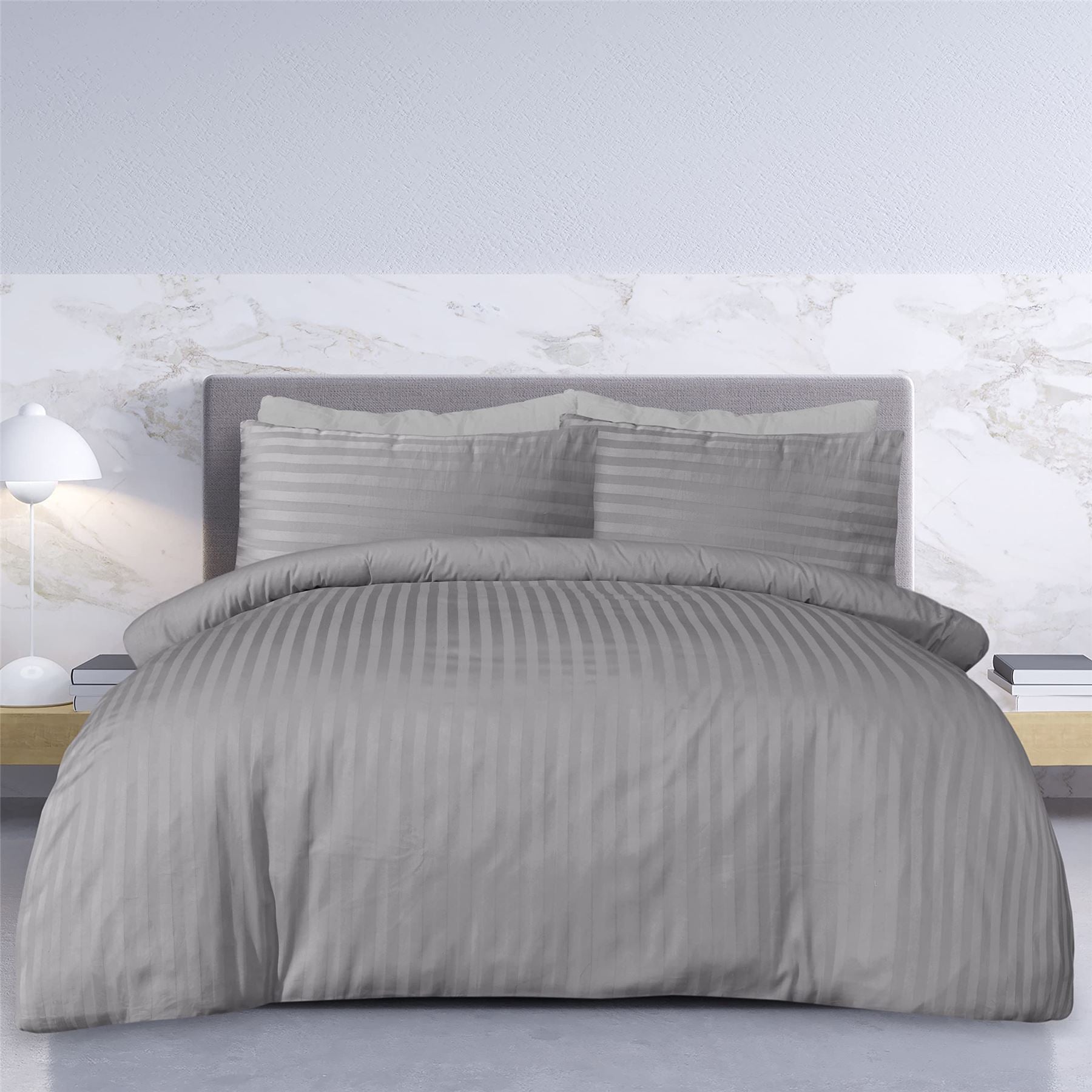 Sateen Stripe Grey Duvet Set