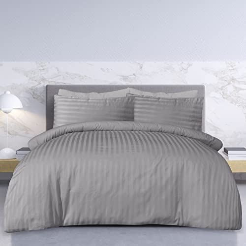 Sateen Stripe Grey Duvet Set