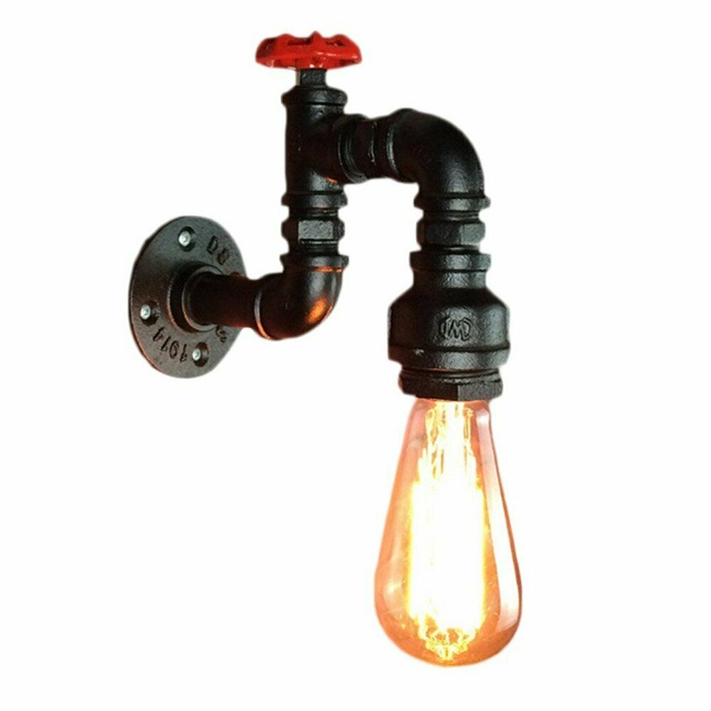 Vintage Industrial Water Pipe Wall Lamp – Retro Steampunk Sconce