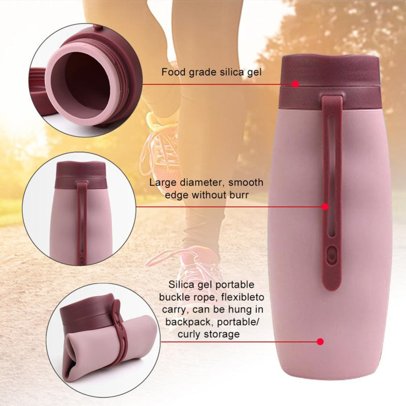 Foldable silicone water bottle features