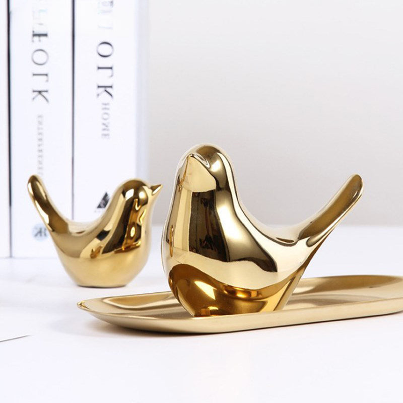 Nordic Ceramic Bird Figurines – Modern Decoration Set of 2