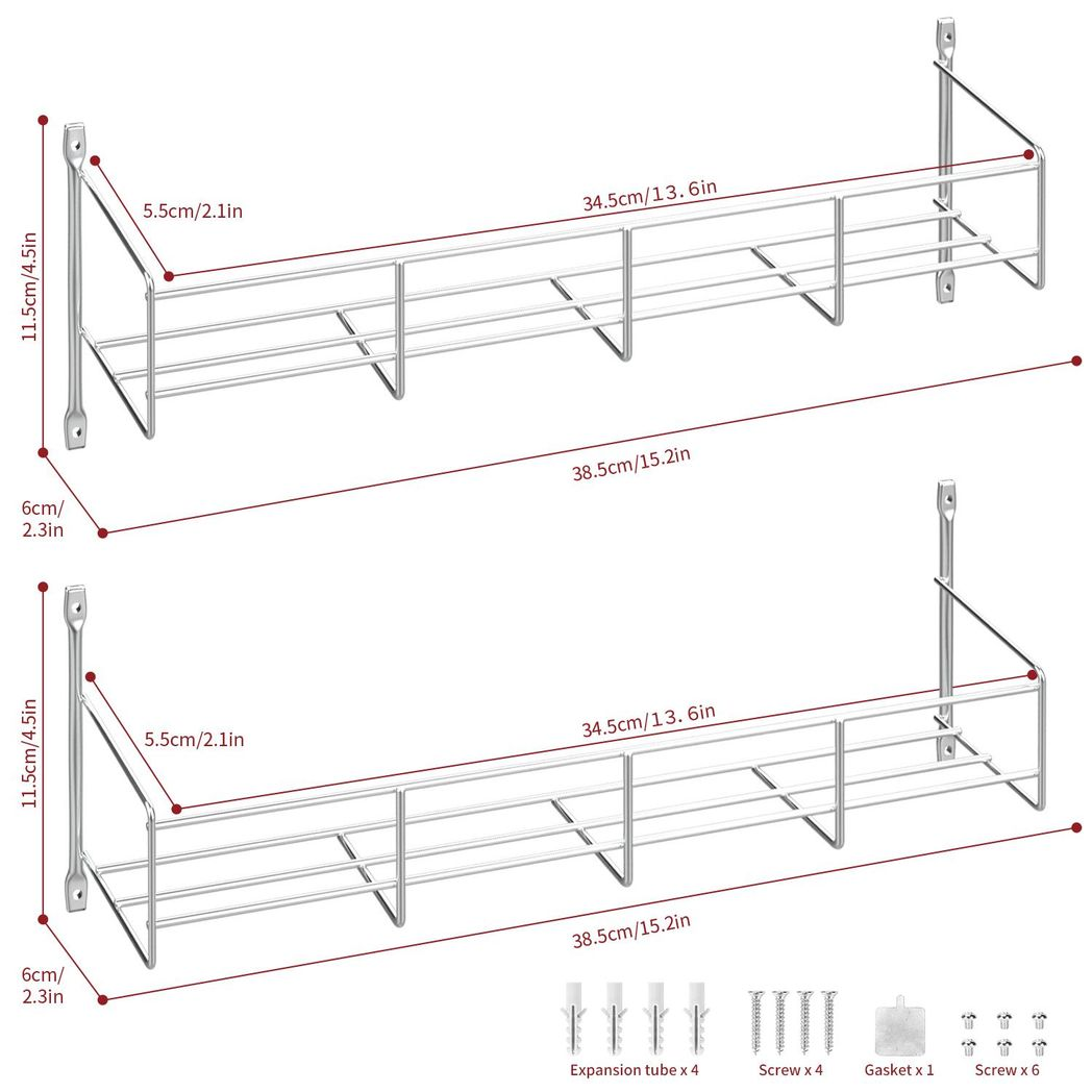 Dimensions diagram of the spice rack organiser