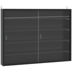 5-Tier Wall Display Shelf Unit Cabinet w/ Shelves Glass Doors Black