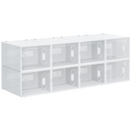HOMCOM Stackable Clear Plastic Shoe Storage Box