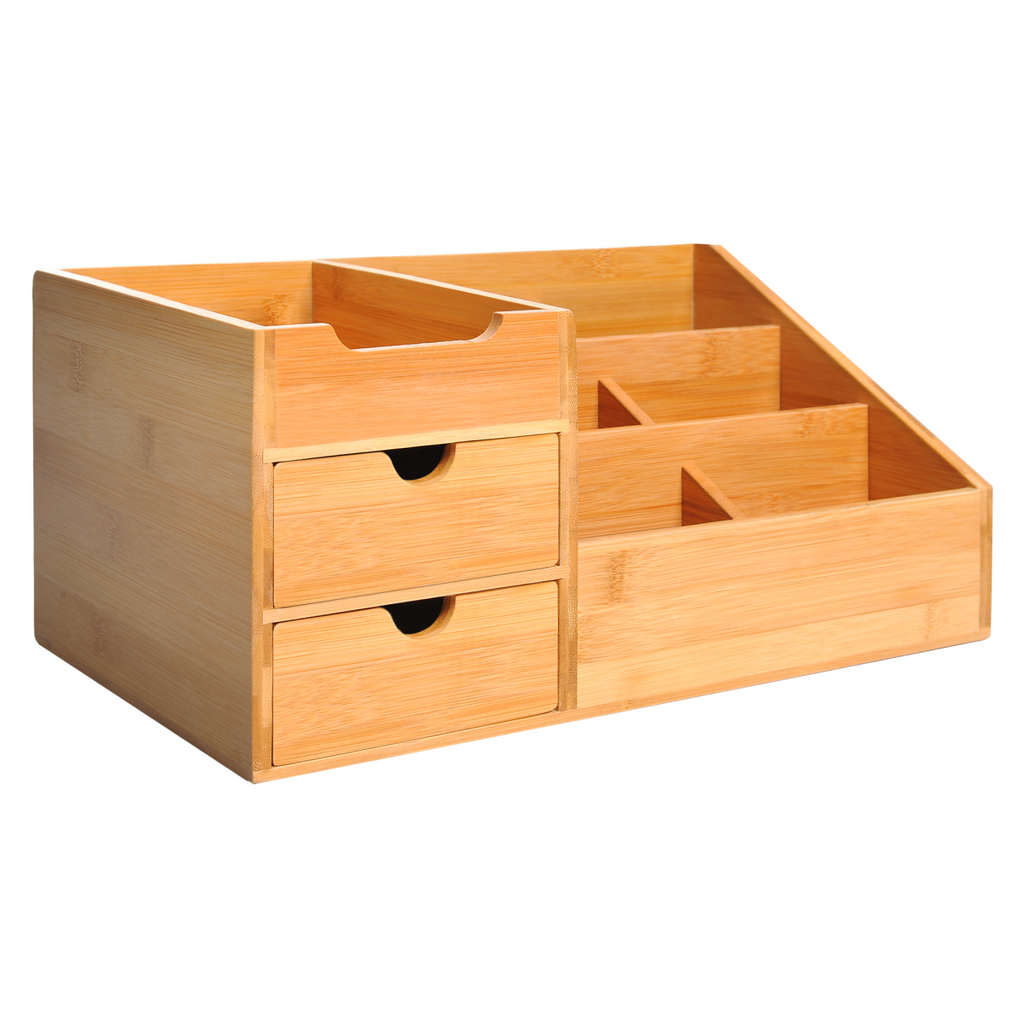 Wooden Desktop Organiser – Multi-Compartment Home Office Storage