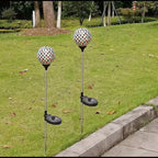 Solar Garden Light Ball glowing at night