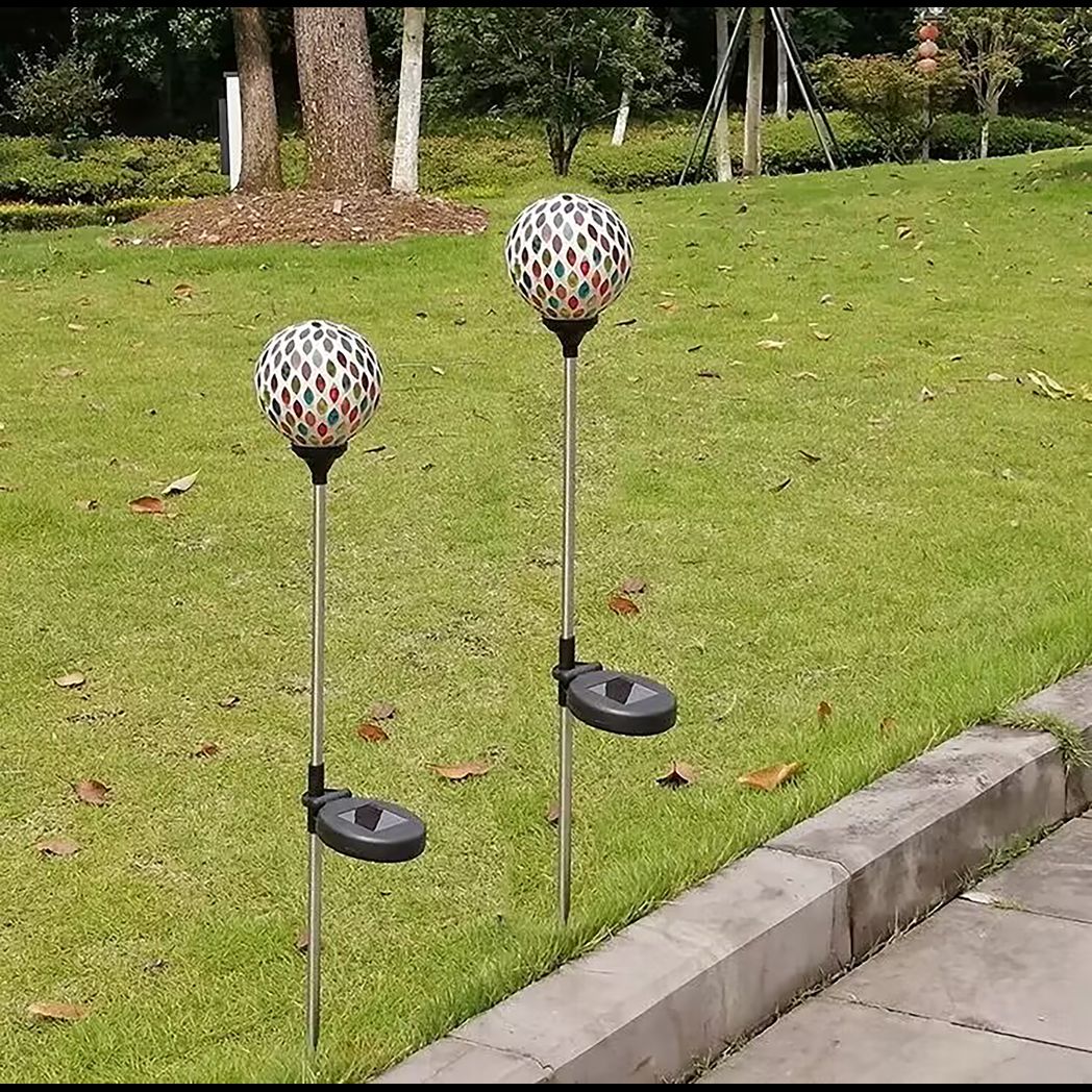 Solar Garden Light Ball glowing at night